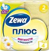 Зева (Zewa) Плюс туалетная бумага 2-х слойная Ромашка, рулон 4шт, SCA Hygiene Products